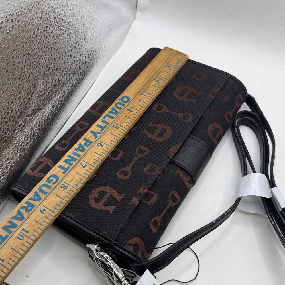 NWT Vtg Etienne Aigner Crossbody Convertible Clutch Wristlet Purse Brown Black - Picture 15 of 16